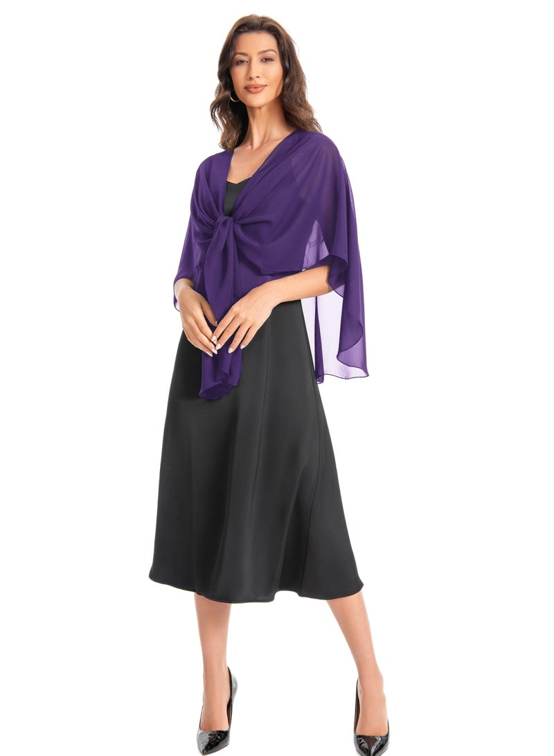 Hotshawl Womens Chiffon Shawls and Wraps, Wedding Party Shawl Scarf for Evening Dresses (Purple) - Image 4